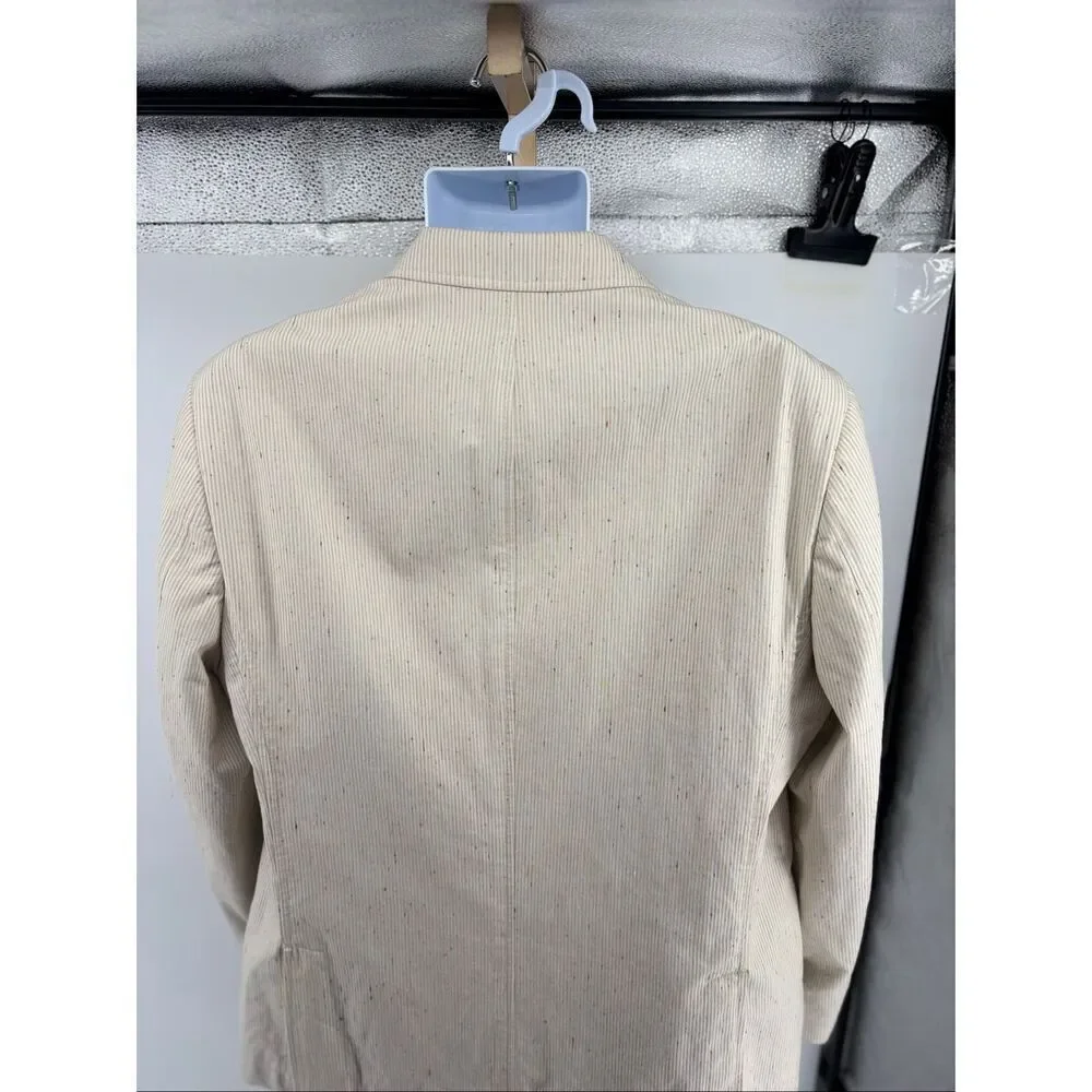 Flynt Babbit Cotton Silk Sport Coat Blazer Size 44R Cream Tailored